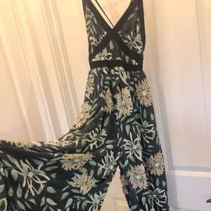 Urban Outfitters navy floral lined pantsuit small